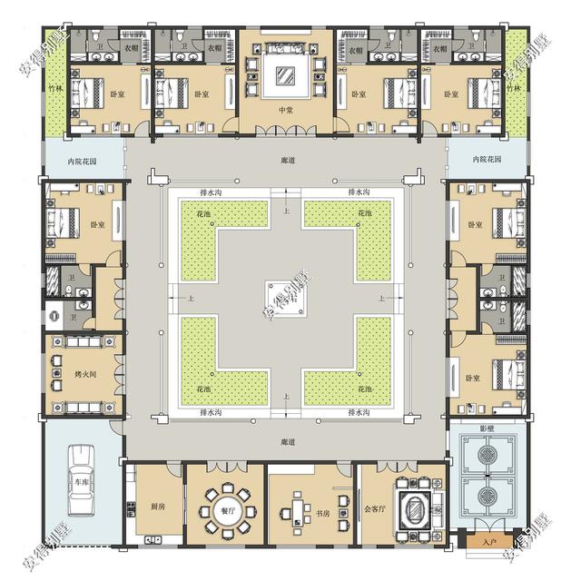 有規(guī)有矩、方正大氣的中式四合院設(shè)計圖推薦