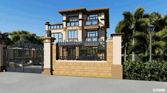 豪華3層歐式別墅設(shè)計(jì)圖，12x14室內(nèi)挑空大廳、超多臥室，驚艷全村