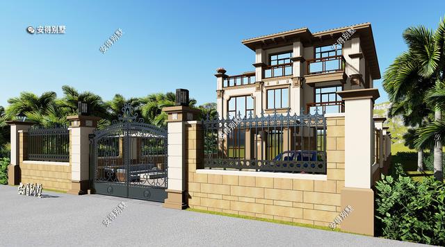 豪華3層歐式別墅設(shè)計(jì)圖，12x14室內(nèi)挑空大廳、超多臥室，驚艷全村