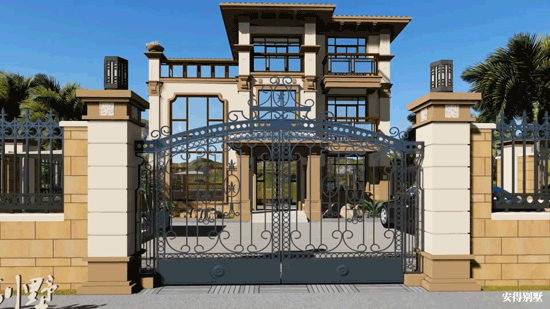 豪華3層歐式別墅設(shè)計(jì)圖，12x14室內(nèi)挑空大廳、超多臥室，驚艷全村