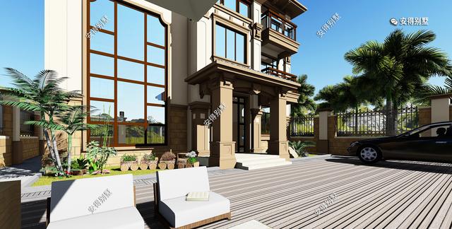 豪華3層歐式別墅設(shè)計(jì)圖，12x14室內(nèi)挑空大廳、超多臥室，驚艷全村