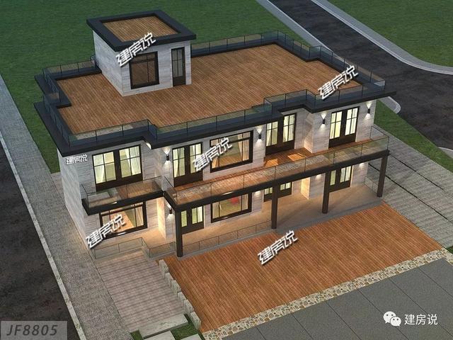 帶堂屋+大露臺的2層別墅設(shè)計圖，建棟人人羨慕又夸贊