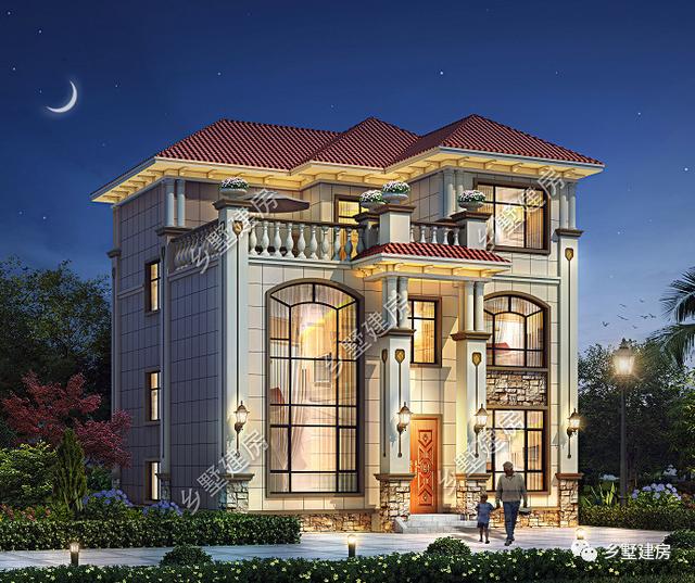 三層別墅設計圖，10X10米的宅基地建這款，實惠又氣派，快來建一棟！