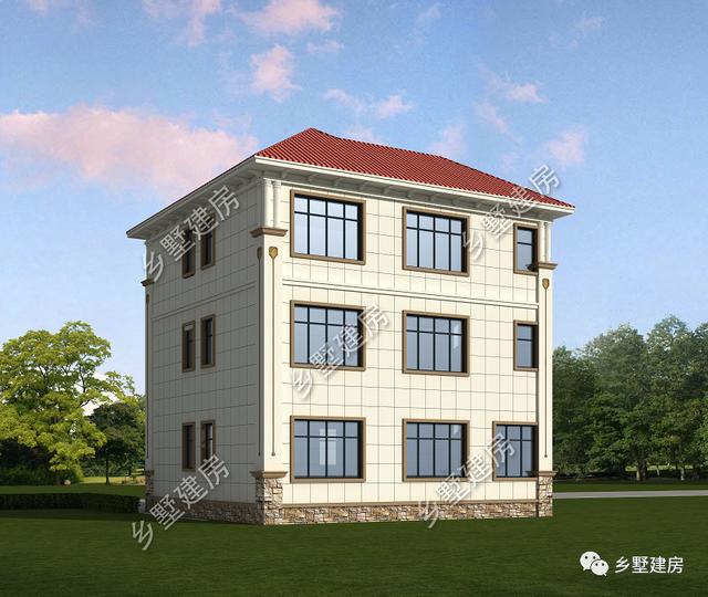 三層別墅設計圖，10X10米的宅基地建這款，實惠又氣派，快來建一棟！