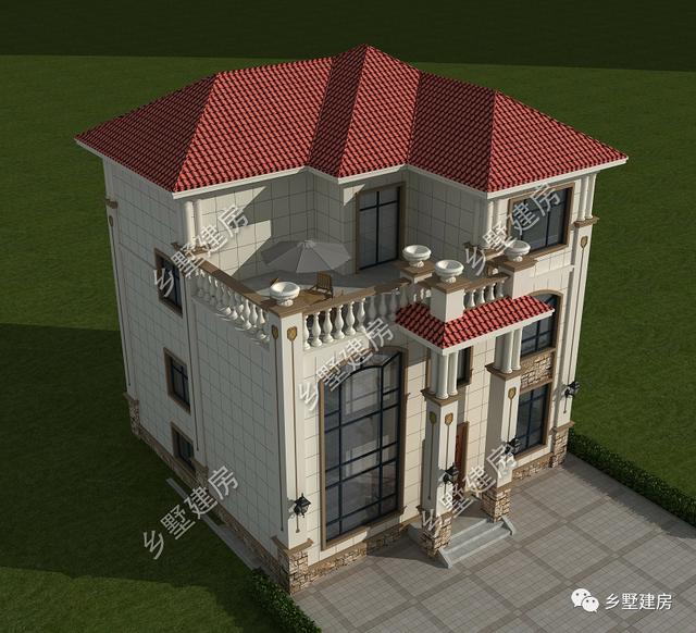 三層別墅設計圖，10X10米的宅基地建這款，實惠又氣派，快來建一棟！