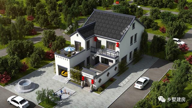 新年蓋好房，二層新中式別墅設計圖，建了招財納氣，財源滾滾來！