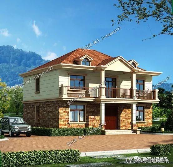 戶型方正面積適中的經濟型二層農村別墅設計圖，二三十萬就能建