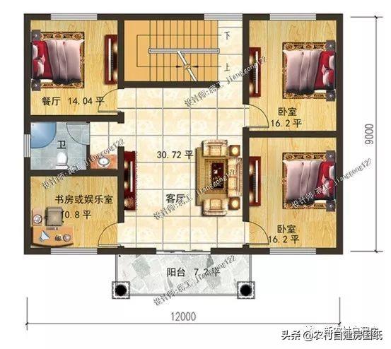 戶型方正面積適中的經濟型二層農村別墅設計圖，二三十萬就能建