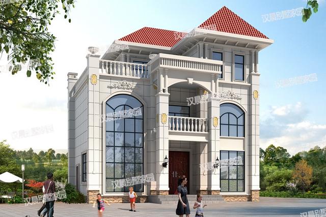 三層簡約農村別墅設計圖外觀實景素淡典雅，戶型大方功能實用