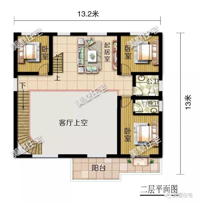 方正實用的二層小別墅設(shè)計圖，挑高客廳+中西雙廚，油然而生一種體面之感