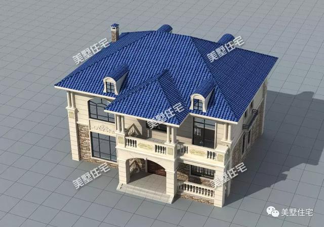 方正實用的二層小別墅設(shè)計圖，挑高客廳+中西雙廚，油然而生一種體面之感