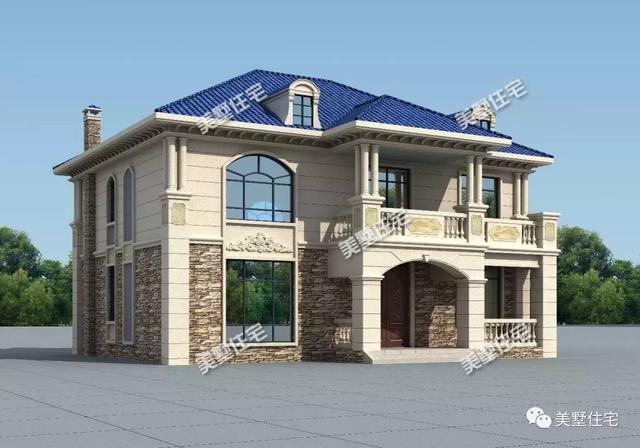 方正實用的二層小別墅設(shè)計圖，挑高客廳+中西雙廚，油然而生一種體面之感