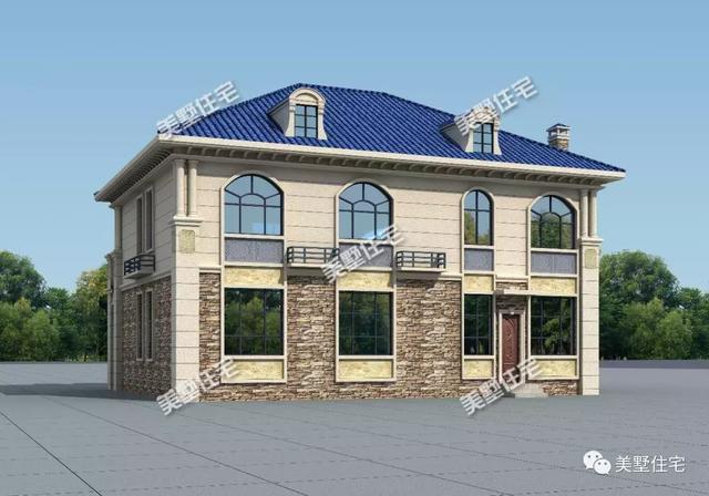 方正實用的二層小別墅設(shè)計圖，挑高客廳+中西雙廚，油然而生一種體面之感