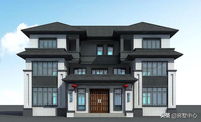 結合新中式和歐式風格的別墅設計圖，簡潔大方，古典淡雅