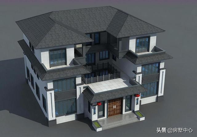 結合新中式和歐式風格的別墅設計圖，簡潔大方，古典淡雅