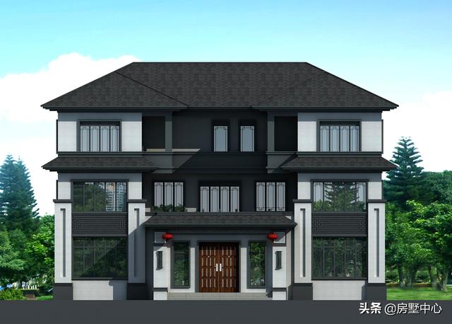 結合新中式和歐式風格的別墅設計圖，簡潔大方，古典淡雅