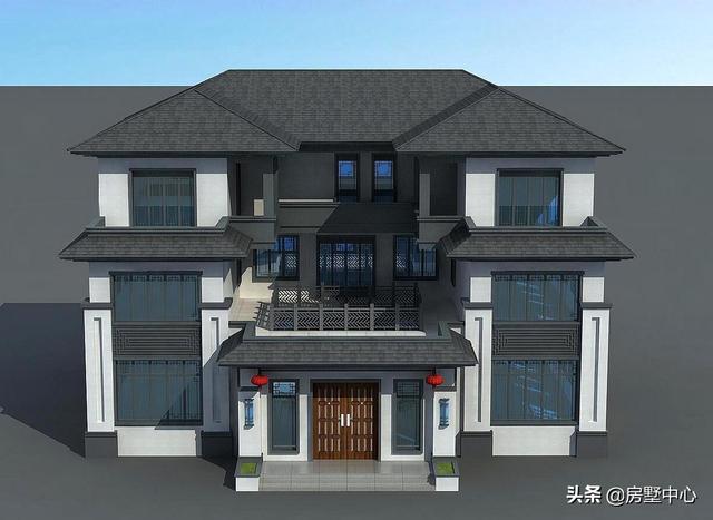 結合新中式和歐式風格的別墅設計圖，簡潔大方，古典淡雅