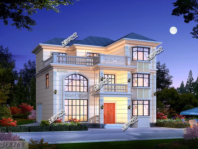 小伙蓋村里最美三層別墅，外觀清新靚麗，典型的歐式造型，大氣恢宏