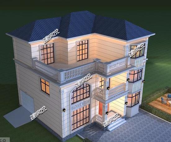 小伙蓋村里最美三層別墅，外觀清新靚麗，典型的歐式造型，大氣恢宏