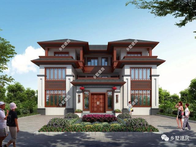 新中式四合院設計圖，卻有傳統的黛瓦白墻，真是讓人過目不忘的農村別墅