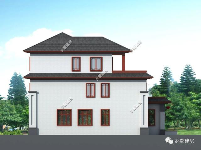 新中式四合院設計圖，卻有傳統的黛瓦白墻，真是讓人過目不忘的農村別墅