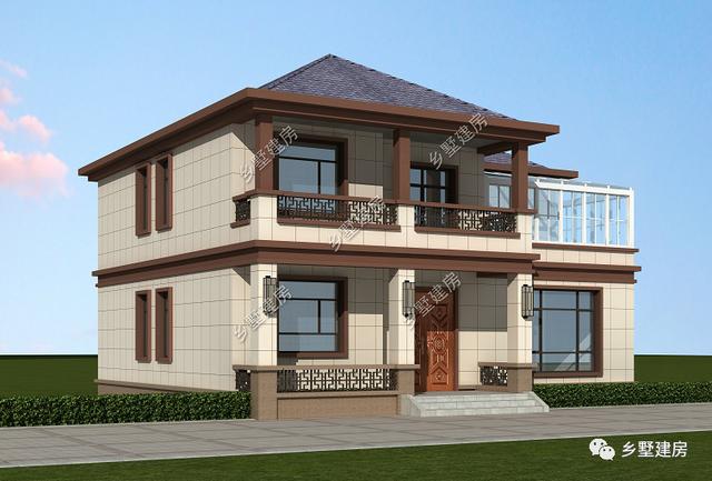 新中式二層別墅設計圖，4套房+陽光房，21萬輕松享受多彩農村生活！