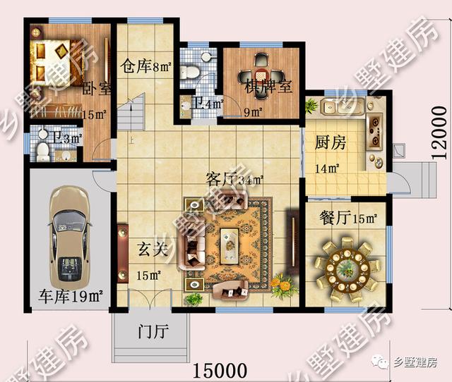 農村三層自建別墅設計圖，車庫+套房+雙露臺，從此開啟品質幸福生活！