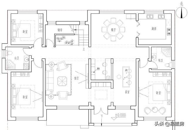 農(nóng)村別墅設(shè)計(jì)圖，平屋頂帶庭院，北京現(xiàn)代小院通透開(kāi)闊，老人都稱贊