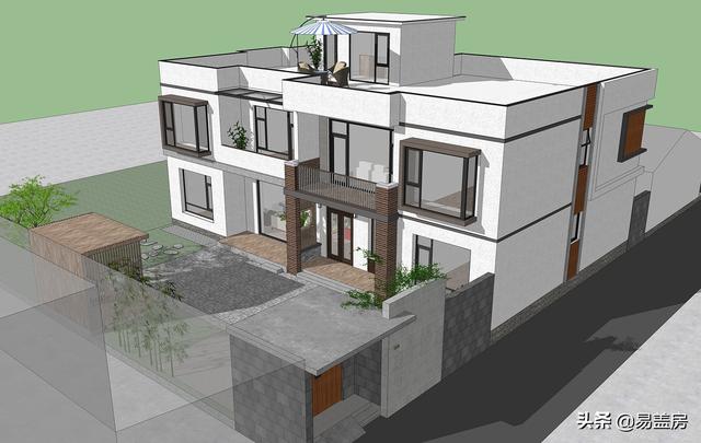 農(nóng)村別墅設(shè)計(jì)圖，平屋頂帶庭院，北京現(xiàn)代小院通透開(kāi)闊，老人都稱贊