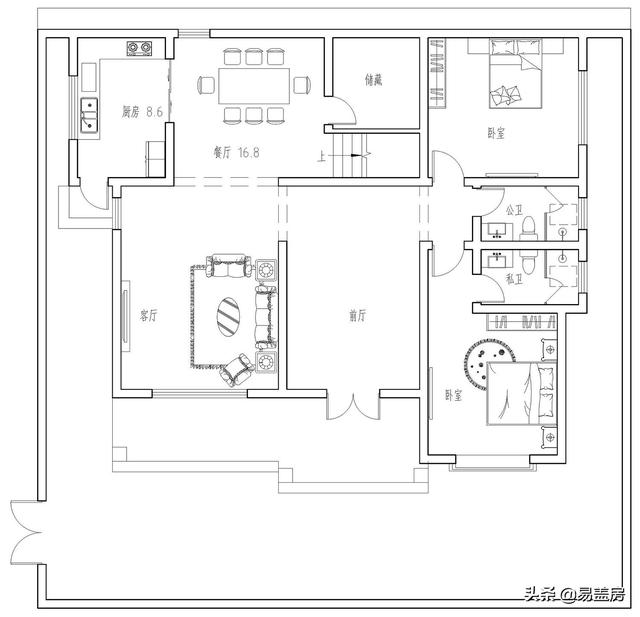 河南農(nóng)村大氣新中式別墅設(shè)計圖，3露臺7臥室庭院實用，60萬建成村內(nèi)最美