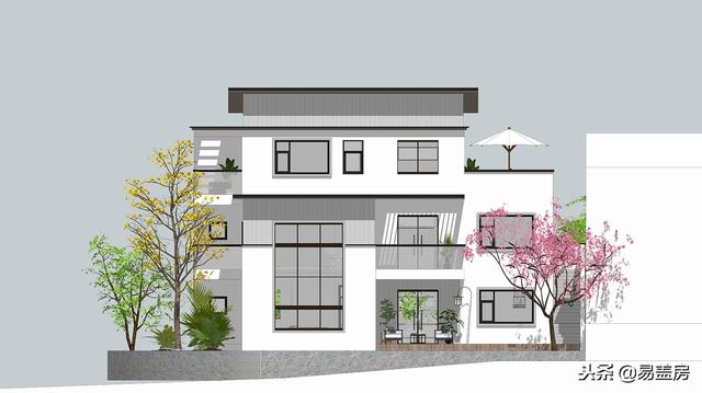 現代別墅設計圖，56萬帶車庫佛堂，開敞設計大氣十足，還有屋頂隔熱！