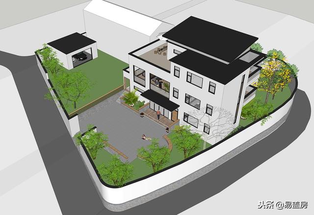 現代別墅設計圖，56萬帶車庫佛堂，開敞設計大氣十足，還有屋頂隔熱！