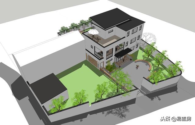 現代別墅設計圖，56萬帶車庫佛堂，開敞設計大氣十足，還有屋頂隔熱！