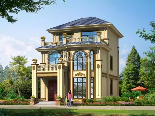 面寬8米建三層別墅設計圖，5室4廳帶堂屋造價才27萬，大氣不輸百萬別墅