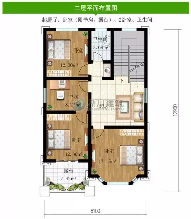 面寬8米建三層別墅設計圖，5室4廳帶堂屋造價才27萬，大氣不輸百萬別墅