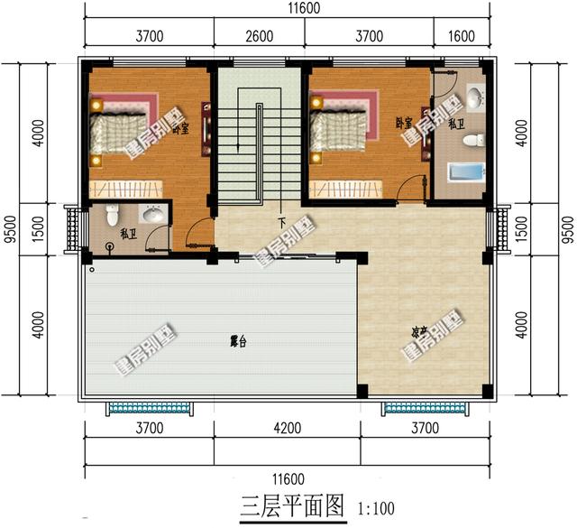 中式三層別墅設計圖，11.6x9.5米，簡單中國風，傳統建筑美！