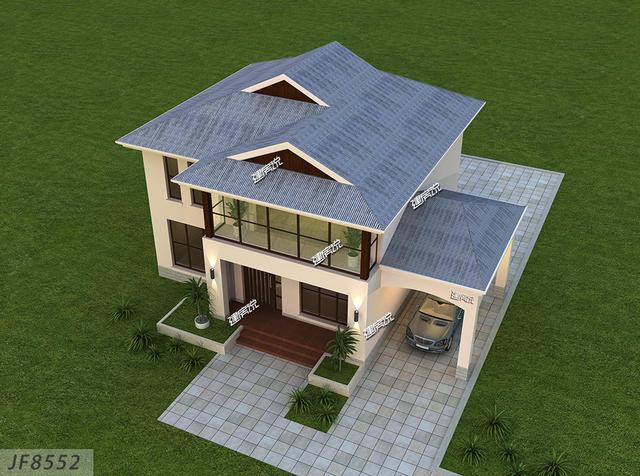 洋氣簡約大氣的兩層別墅設(shè)計(jì)圖，外觀十分好看，讓人移不開眼睛