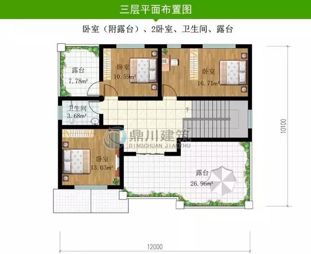 5款三層小別墅設計圖，農村房子這樣建夠大氣夠體面，復式客廳+大露臺