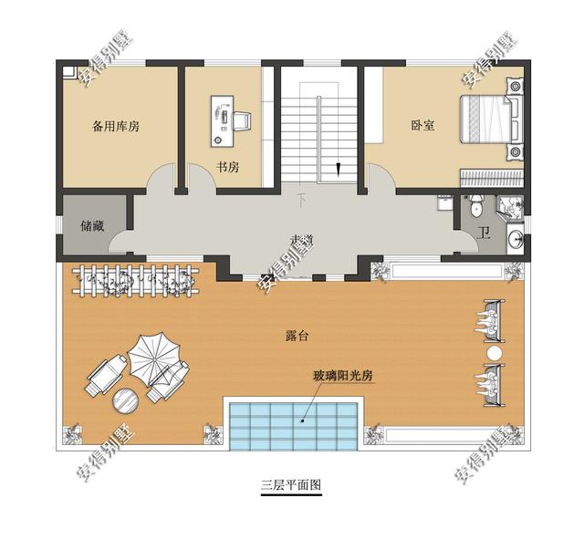 農村三層新中式別墅設計圖戶型實用，造型設計上更加符合現代人對審美的要求