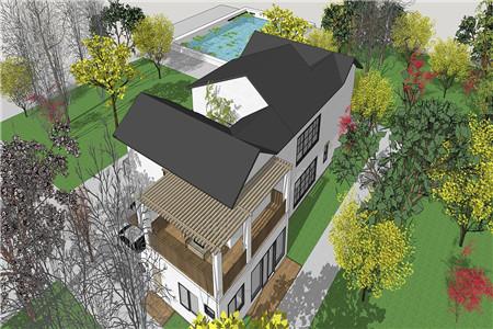 二層農村自建別墅設計圖，整體外觀造型符合南方當地的氣候特點