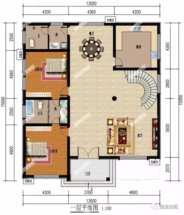 5棟風格不同的三層別墅設計圖，戶型南北通透