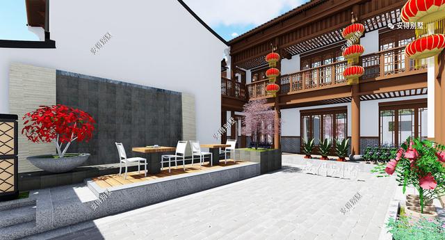 這款四合院別墅設計圖，占地面積不需要很大，小面積也可以建的精致合院別墅