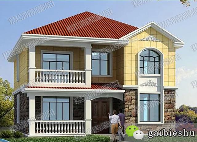 簡歐二層農村小別墅設計圖，占地100平米左右