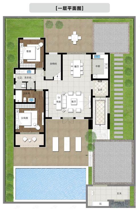 58.8萬新中式別墅設計圖紙，139.9㎡五室四廳
