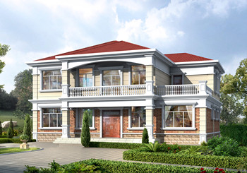 200平米2層別墅設計圖，外觀圖配色清新淡雅