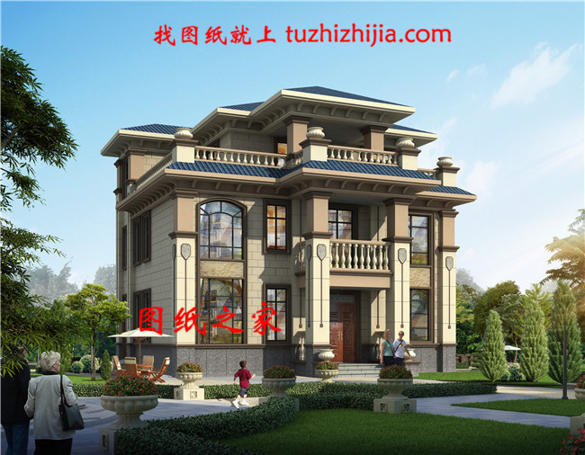 一層一戶歐式三層豪華別墅，三室兩廳一廚兩衛一