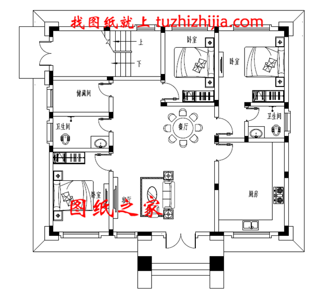 一層一戶歐式三層豪華別墅，三室兩廳一廚兩衛一
