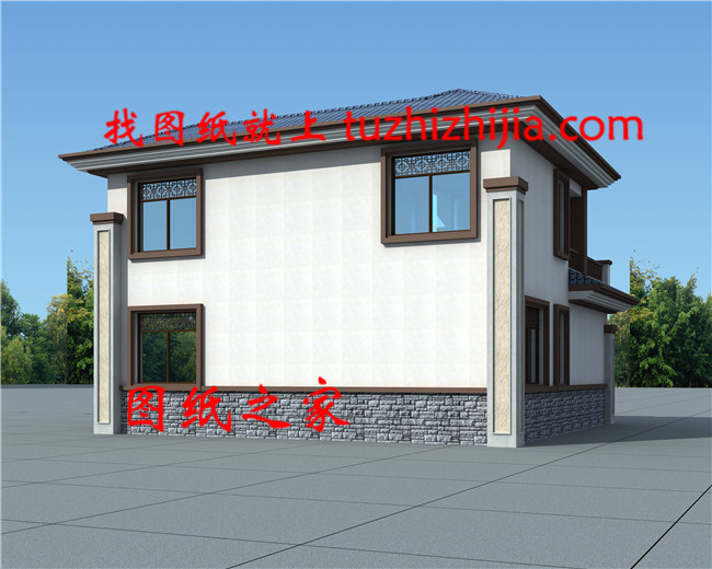 20萬左右新中式二層別墅設計圖，對稱設計，頂層大露臺