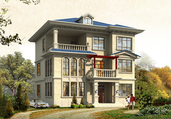 新式三層別墅設計圖，客廳中空，占地125平米左右