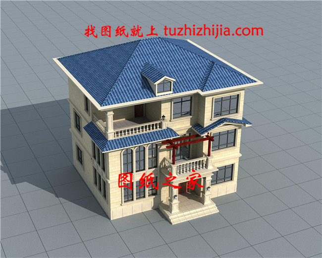 新式三層別墅設(shè)計(jì)圖,客廳中空,占地125平米左右